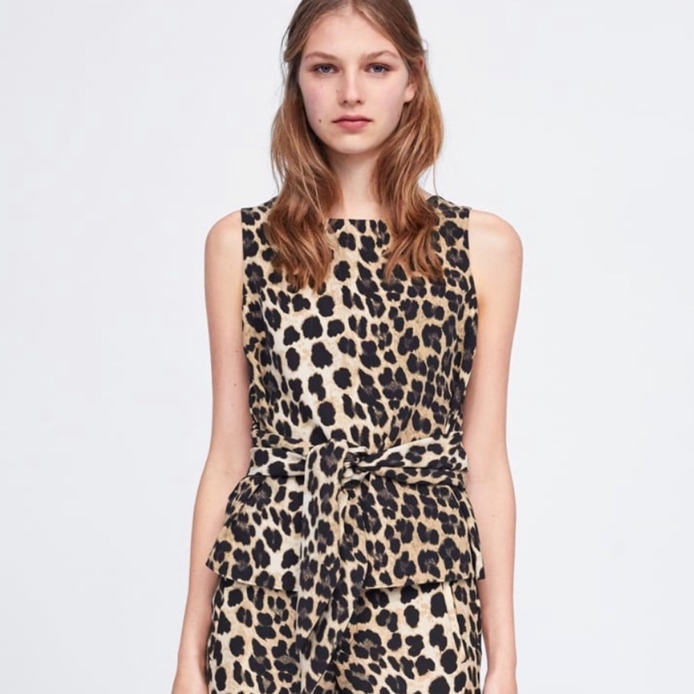 Zara Leopard Animal Print Blouse